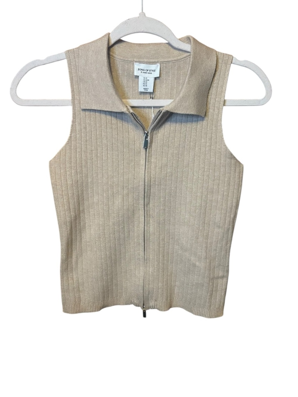 Song of Style by Aimee Song Ribbed Double Zip Sweater Vest NWT Medium